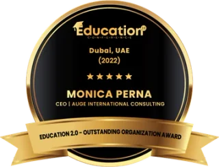 Official badge: Outstanding Organization Award, Education 2.0 · Dubai, 2022