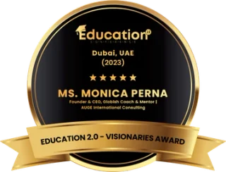 Official badge: Visionaries Award, Education 2.0 · Dubai, 2023
