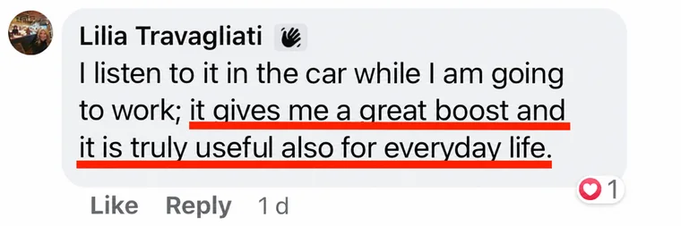 English translation of a message from Lilia in Monica’s community group