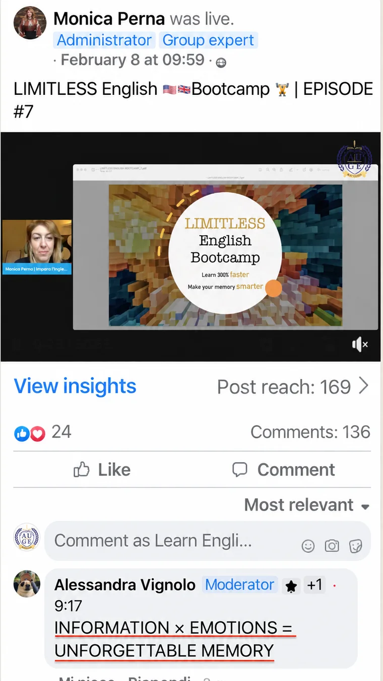 English translation of a message from Monica, live in Monica’s community group