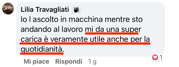 Original screenshot: message from Lilia in Monica’s community group