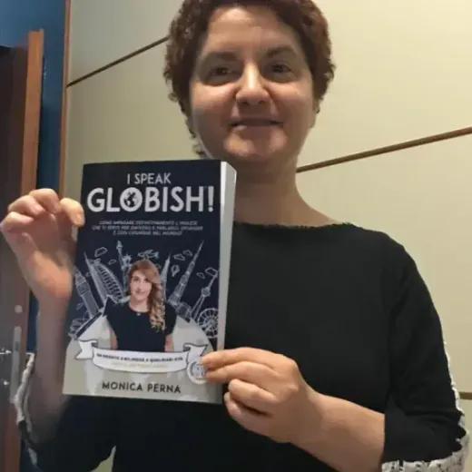Doriana with the book I Speak Globish!