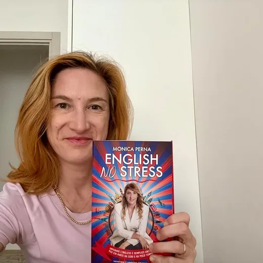 Michela with the book English No Stress